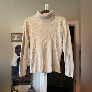 George cream ribbed turtle neck sweater